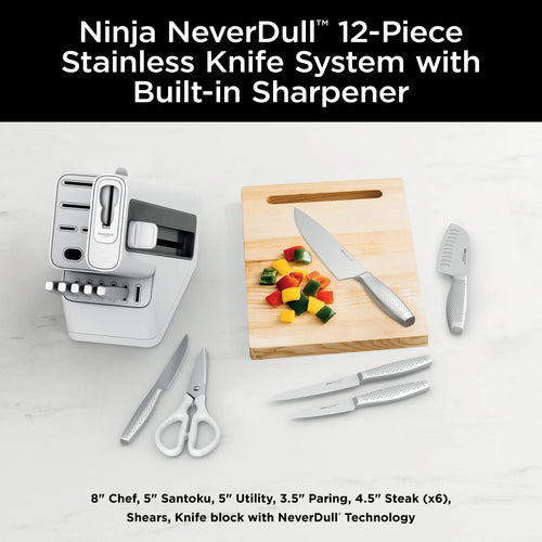 Premium 12pcs Stainless Steel Knife System with Built-in Sharpener