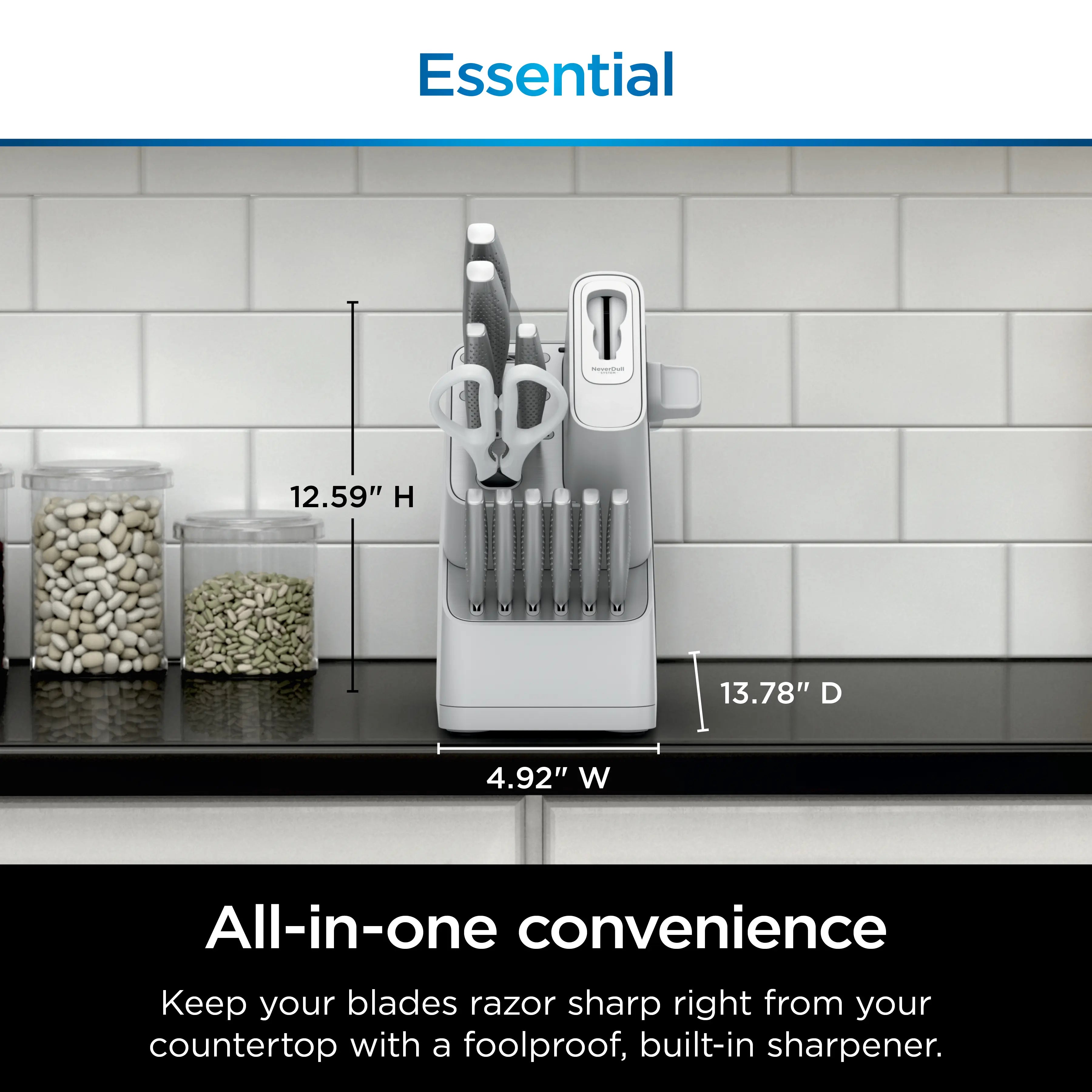 Premium 12pcs Stainless Steel Knife System with Built-in Sharpener