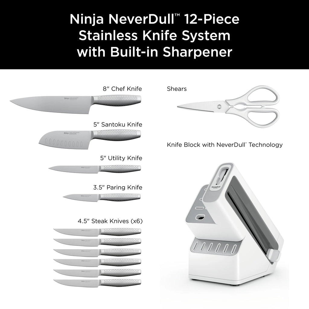 Premium 12pcs Stainless Steel Knife System with Built-in Sharpener