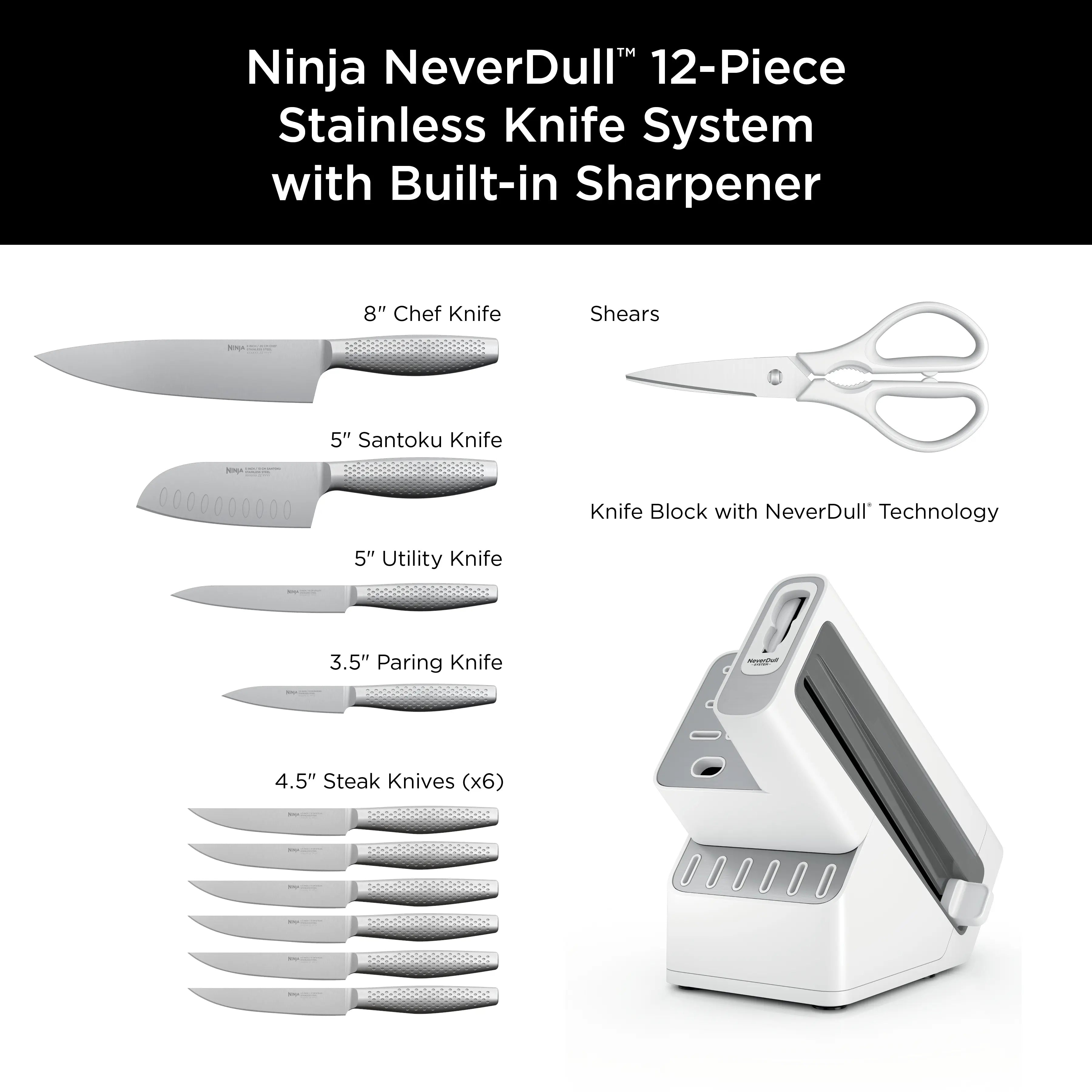 Premium 12pcs Stainless Steel Knife System with Built-in Sharpener